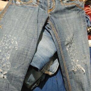 Antik Denim Women's Distressed Blue Jeans